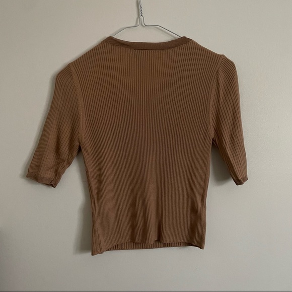 Topshop Tan Ribbed Knit Top - Picture 3 of 3